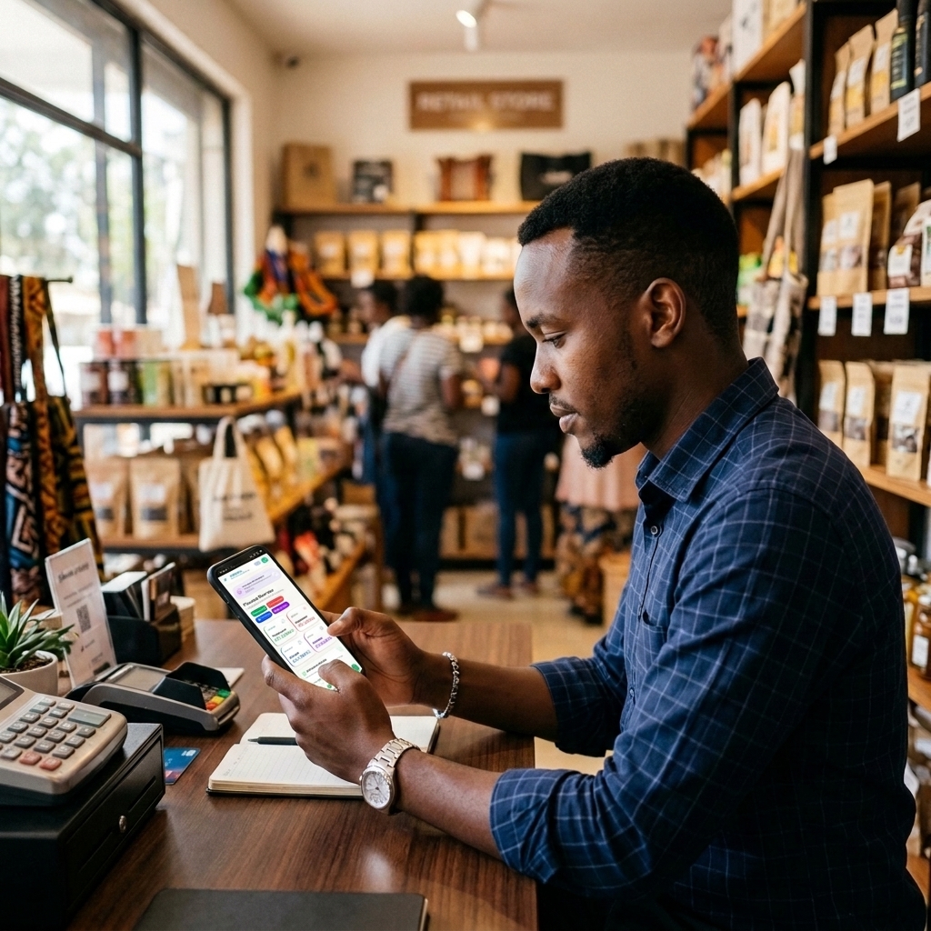 East African business owner using FaidaFlow